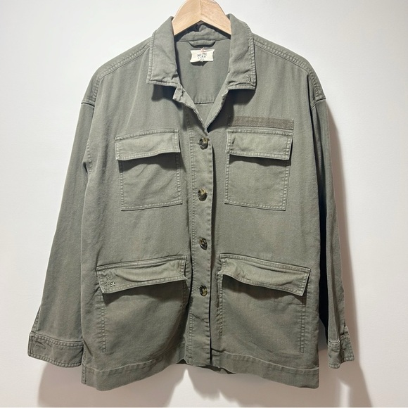 Marine Layer Zito Chore Coat in Olive Green Size Medium Linen Stars Moon - Picture 3 of 16